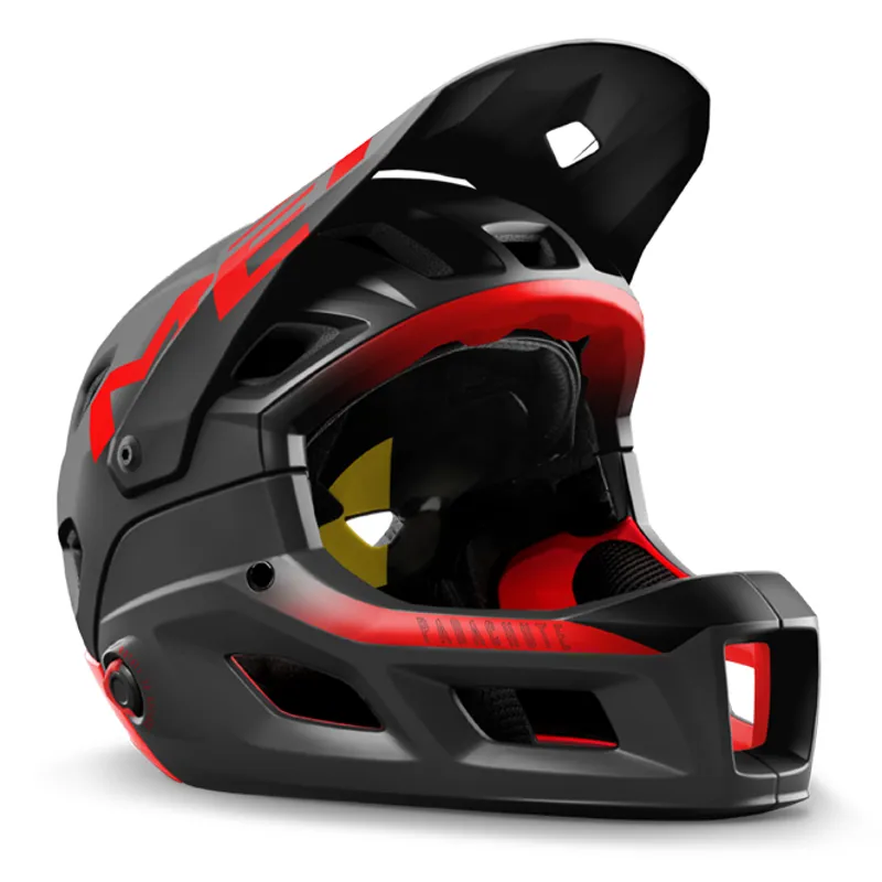MET Parachute MCR MIPS Helmet in Black/Red